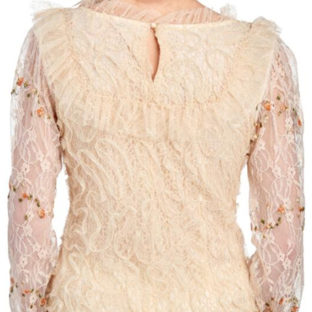 V CRISTINA Lace Embroidered Ruffled Tulle Top - Picture 2 of 7